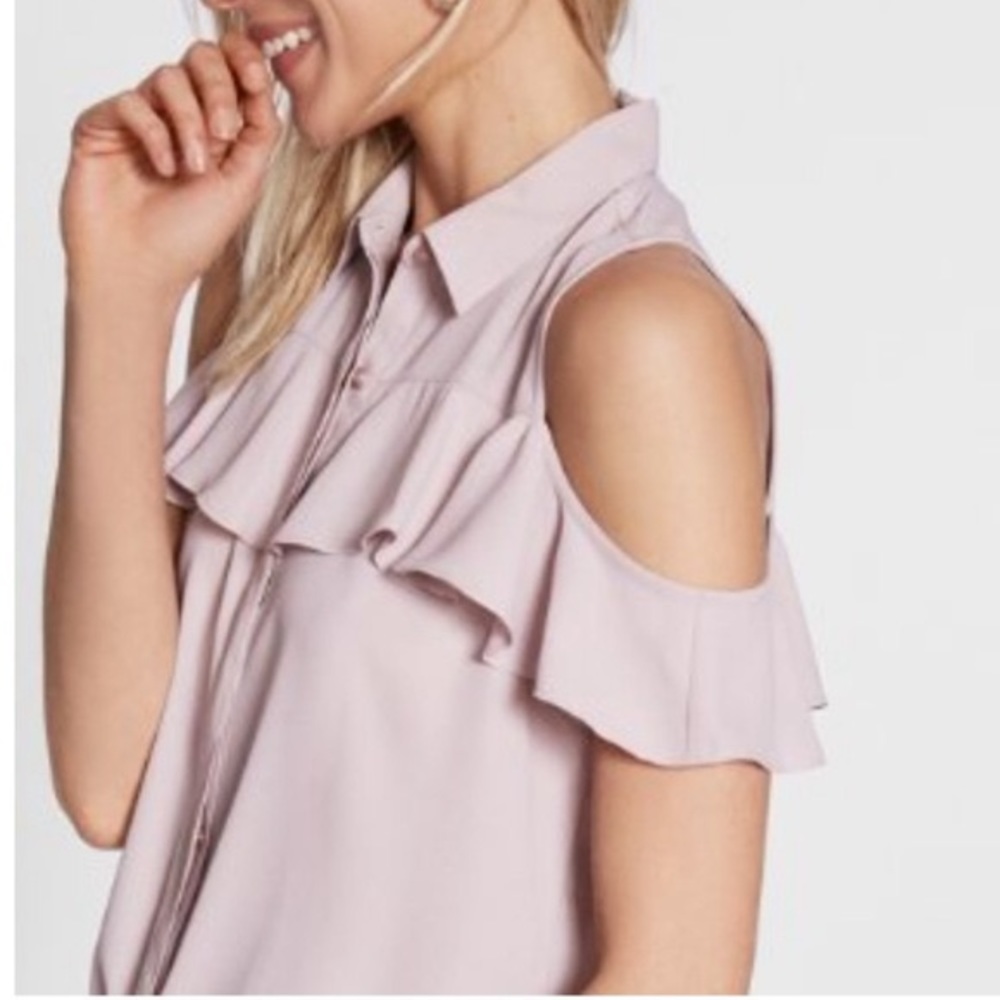SOLD - Express Ruffled Cold Shoulder Blouse